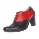 Pantofi dama din piele naturala cu toc de 7cm Negru - Rosu P46NR