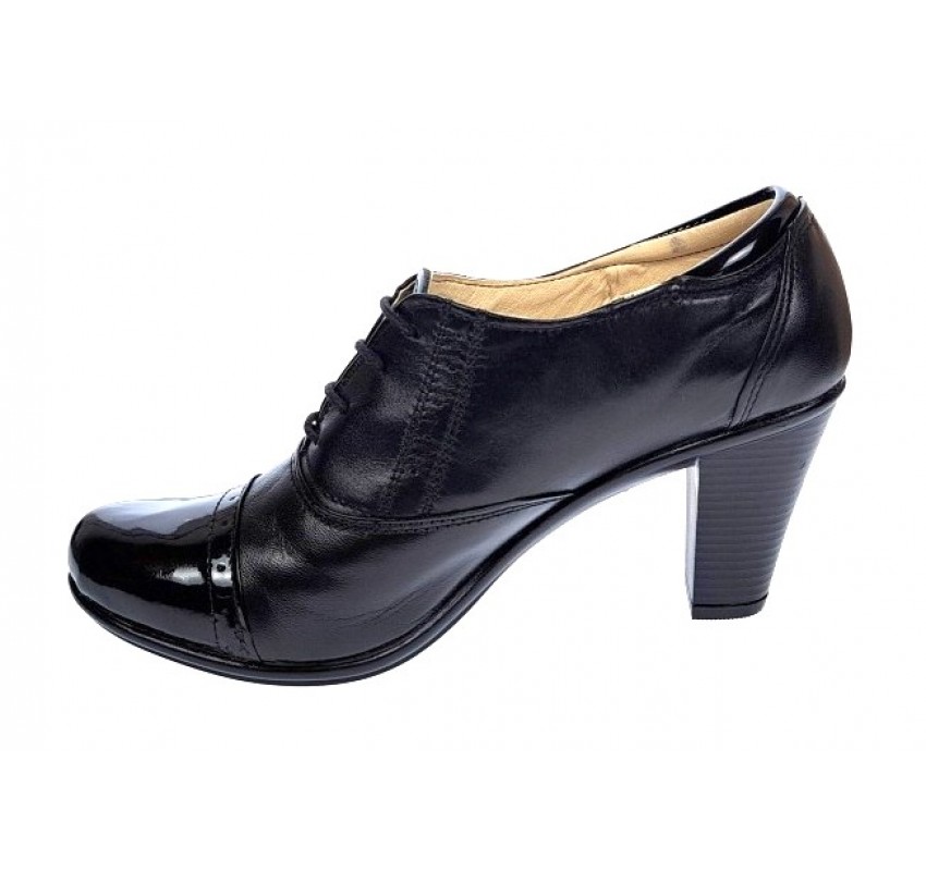 Pantofi dama, din piele naturala box cu varf lac toc de 7cm P46SLN