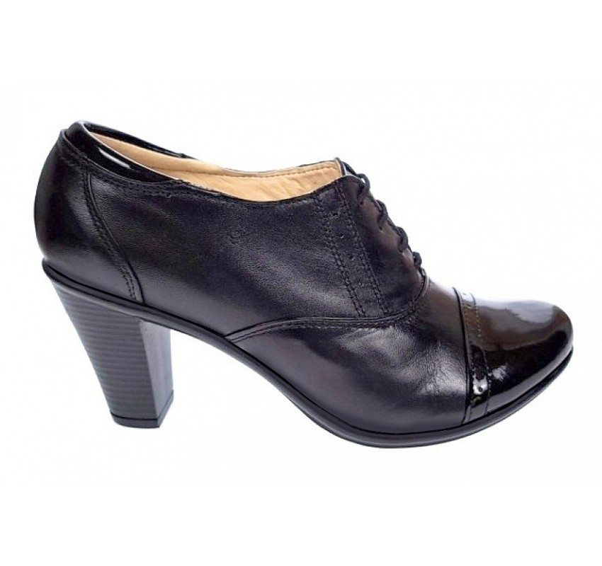 Pantofi dama, din piele naturala box cu varf lac toc de 7cm P46SLN