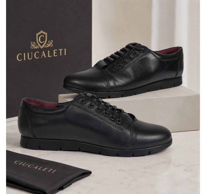 Pantofi dama casual din piele naturala cu siret P502NBX