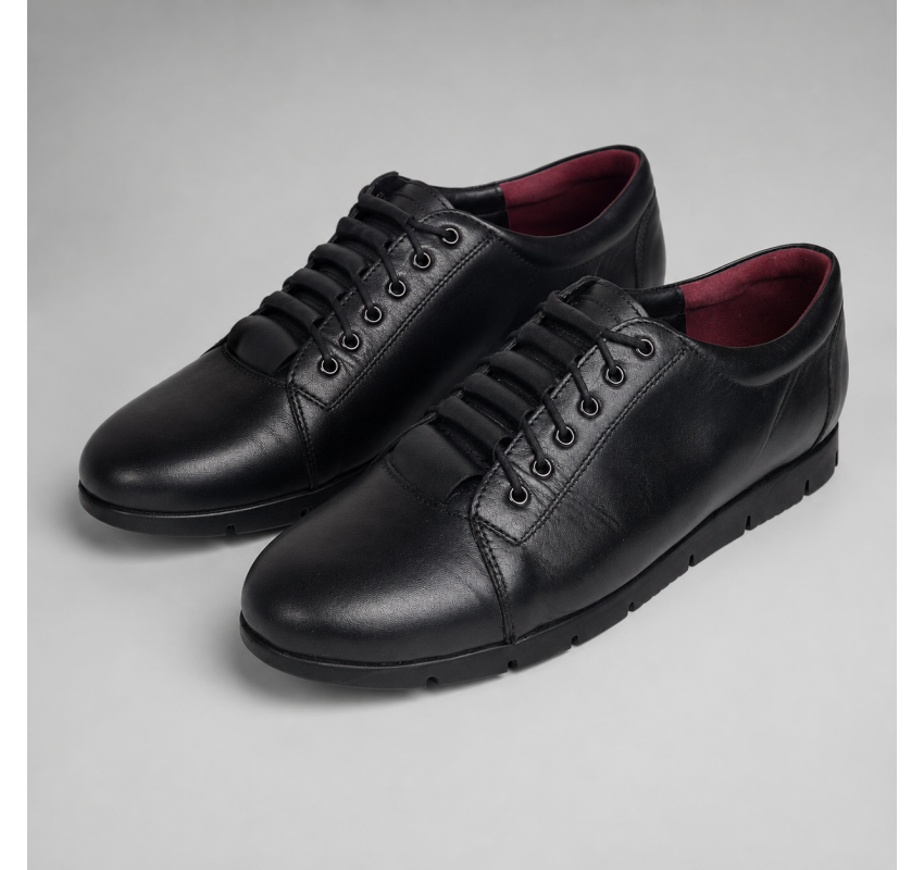 Pantofi dama casual din piele naturala cu siret P502NBX
