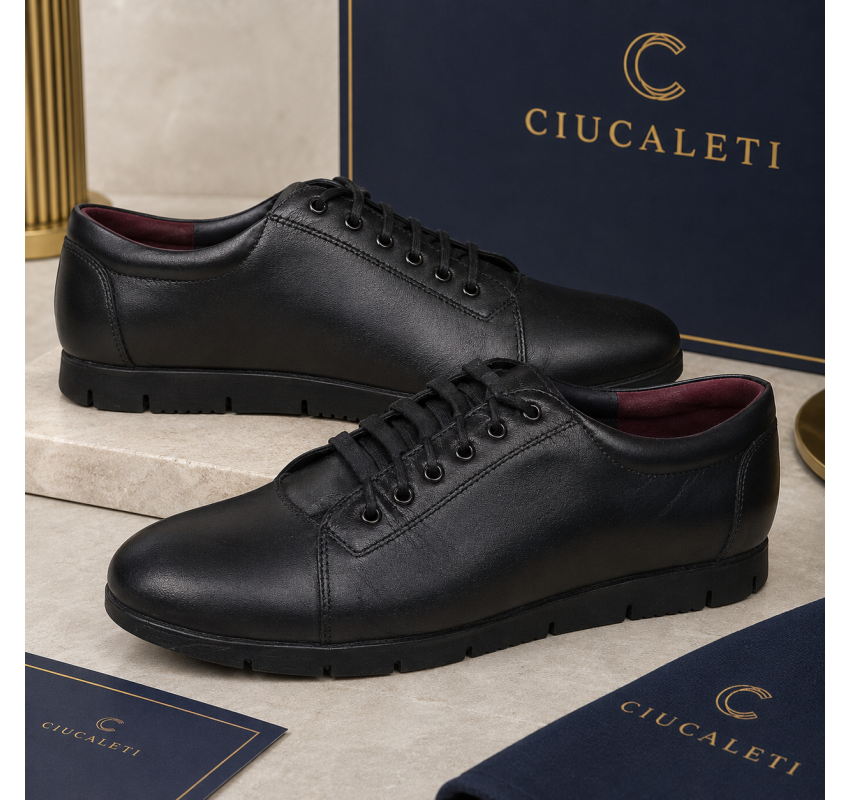 Pantofi dama casual din piele naturala cu siret P502NBX