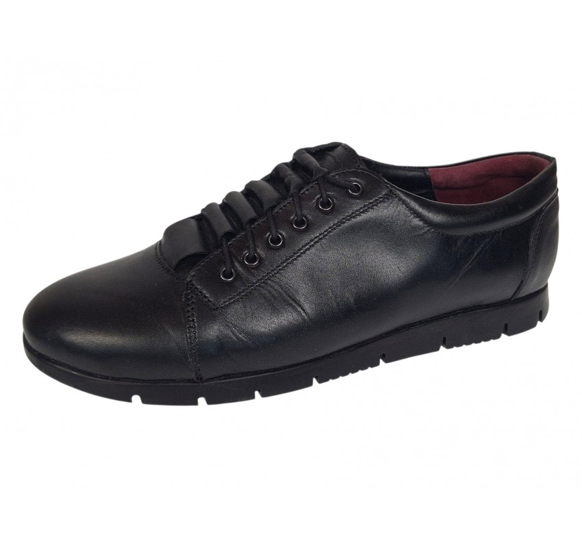 Pantofi dama casual din piele naturala cu siret P502NBX