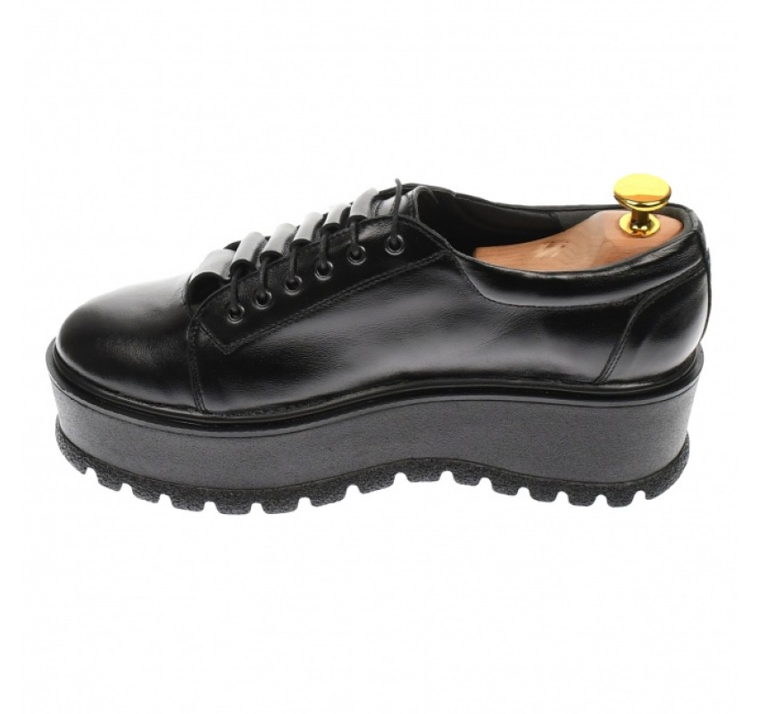 Pantofi dama cu  talpa groasa casual, 4 cm, negru - P502N