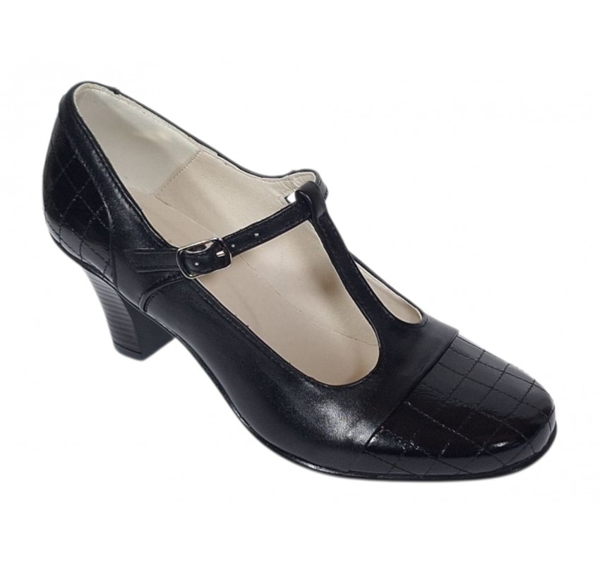 Marimea 37, 40 Pantofi dama negri din piele naturala, eleganti P50N