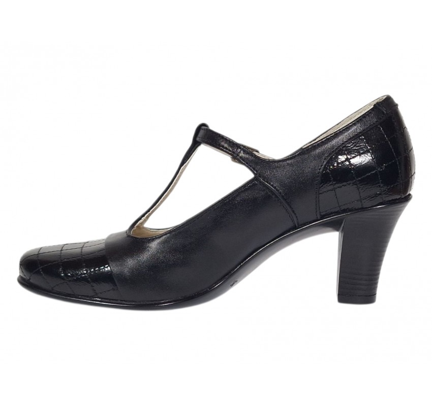 Marimea 37, 40 Pantofi dama negri din piele naturala, eleganti P50N