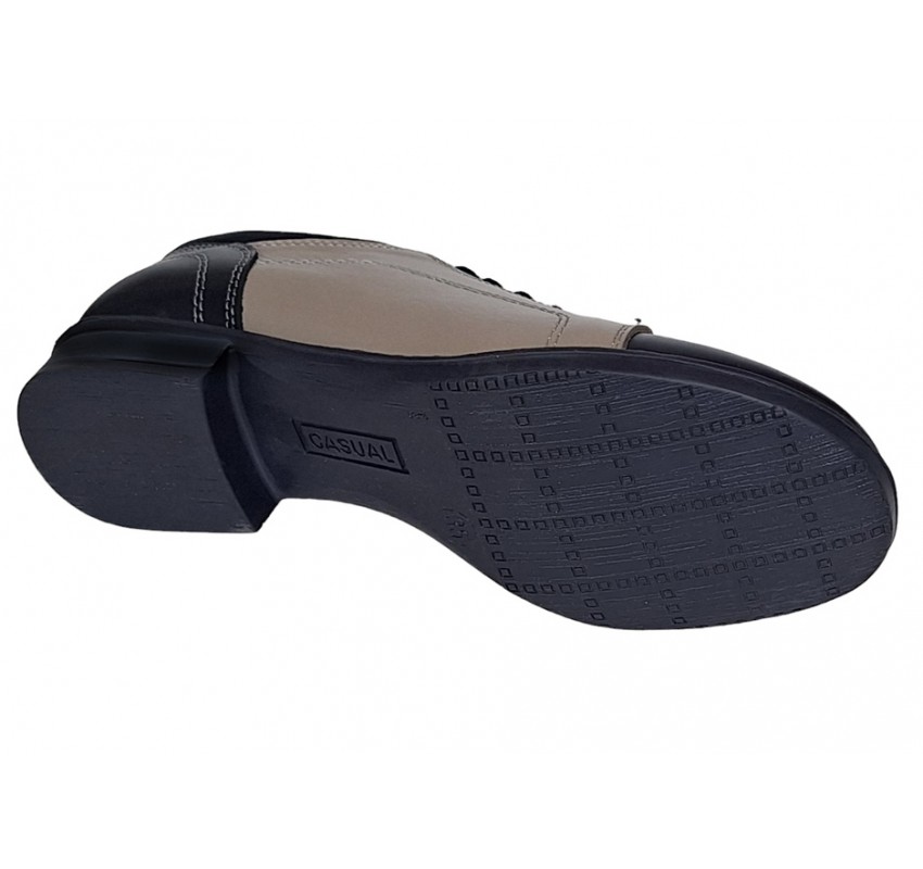 Pantofi dama casual , din piele naturala , Gri - Bleumarin P53GRIBL