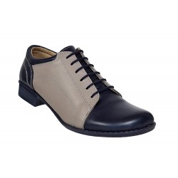 Pantofi dama casual , din piele naturala , Gri - Bleumarin P53GRIBL