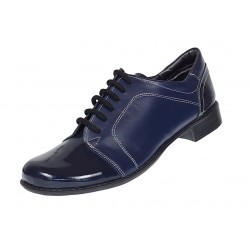 Pantofi dama casual din piele naturala box lac Bleumarin P53LACBL