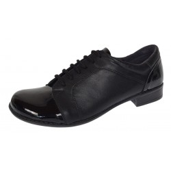 Pantofi dama casual din piele naturala box Negru Lac P53LACN