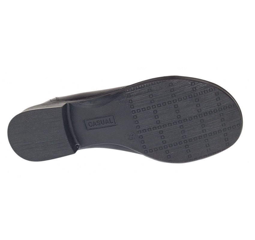 Pantofi dama casual din piele naturala box Negru Lac P53LACN