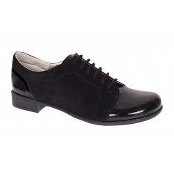 Pantofi dama casual din piele naturala - Model Bob Negru Lac