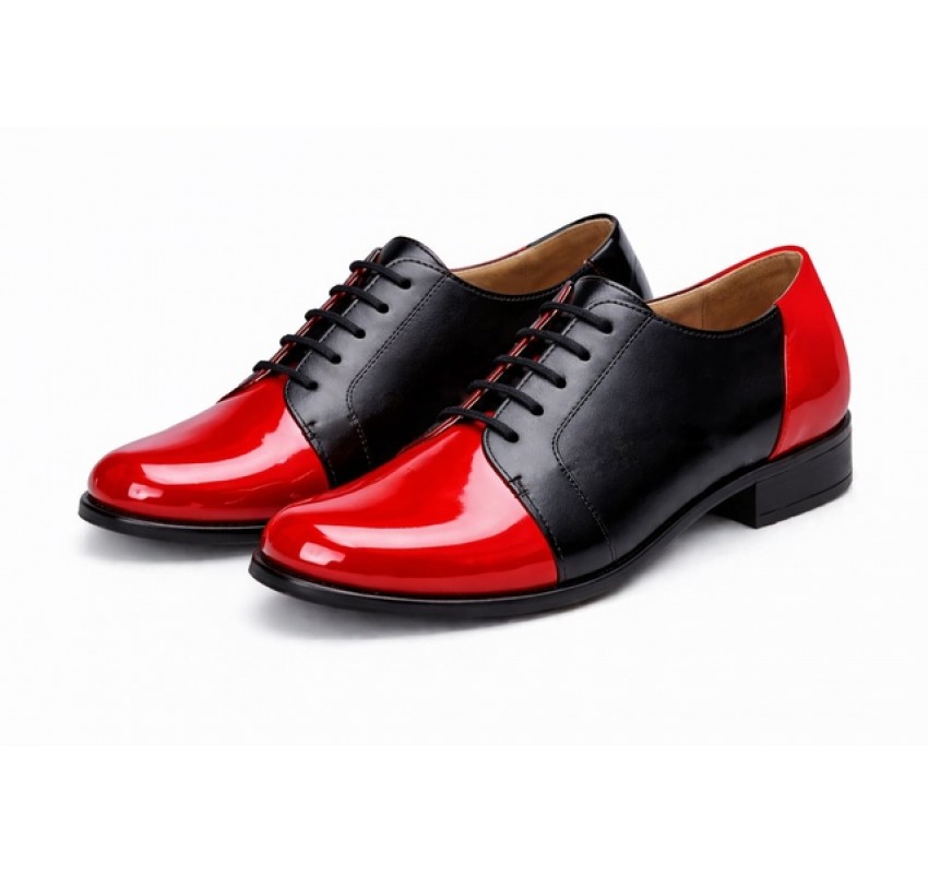 Pantofi dama negri din piele naturala cu rosu lac – stil casual modern P53NRL