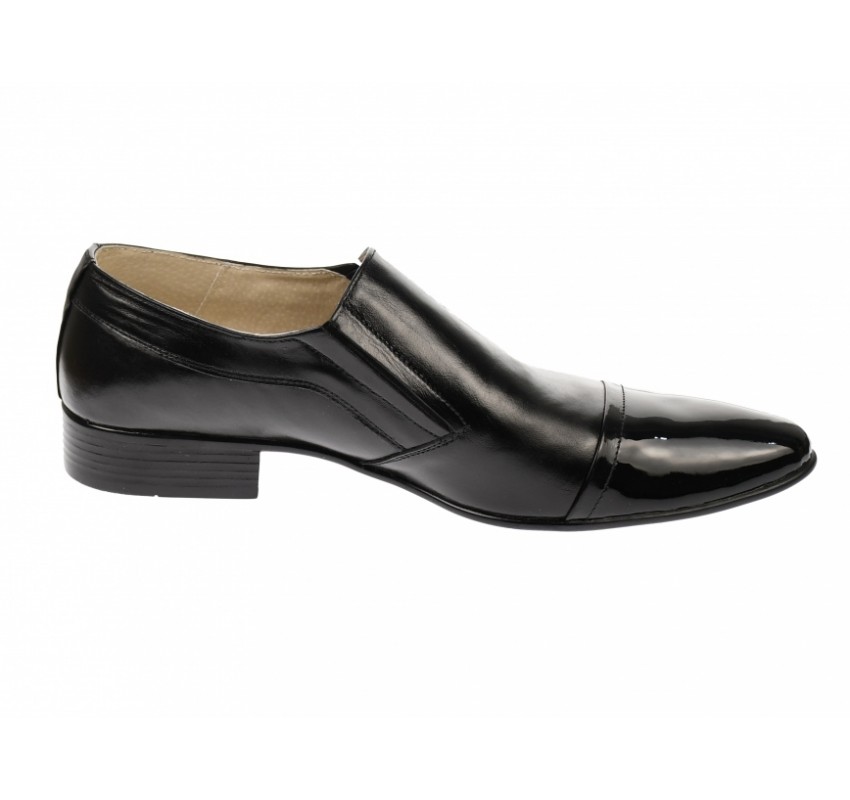 Pantofi barbati, eleganti, din piele naturala/lac, cu elastic  - P61NLAC