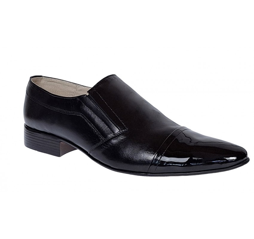 Pantofi barbati eleganti din piele naturala cu varf din Negru LAC P61NLAC Pantofi barbati eleganti din piele naturala cu varf din Negru LAC P61NLAC