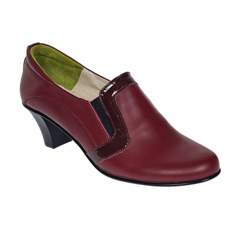 Marimea 37 Pantofi de dama eleganti din piele naturala grena cu toc de 5 cm P72VIS 