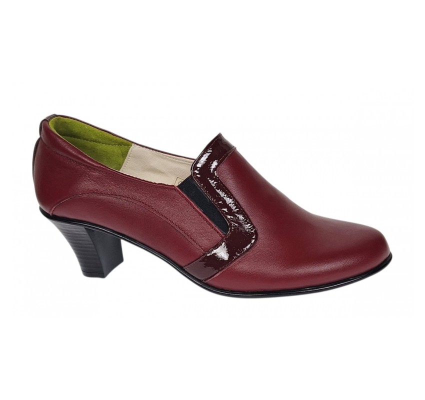 Marimea 37 Pantofi de dama eleganti din piele naturala grena cu toc de 5 cm P72VIS 