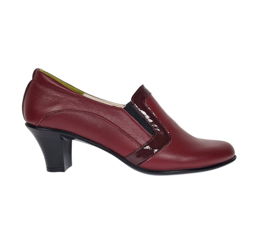 Marimea 37 Pantofi de dama eleganti din piele naturala grena cu toc de 5 cm P72VIS 