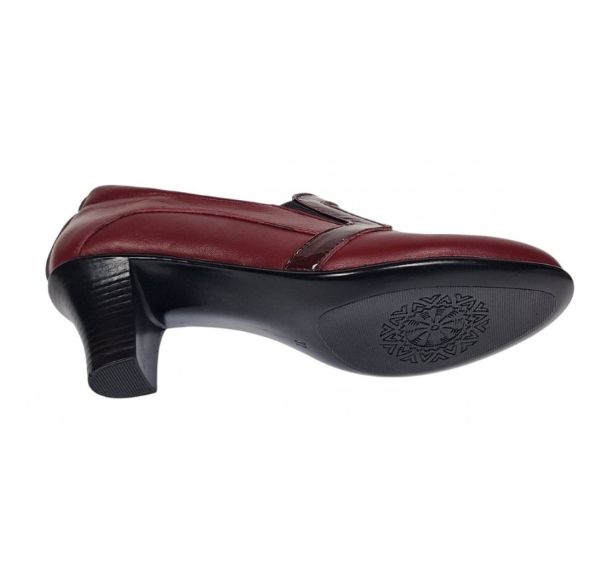Marimea 37 Pantofi de dama eleganti din piele naturala grena cu toc de 5 cm P72VIS 