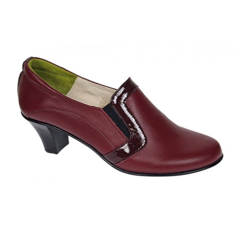Marimea 37 Pantofi de dama eleganti din piele naturala grena cu toc de 5 cm P72VIS 