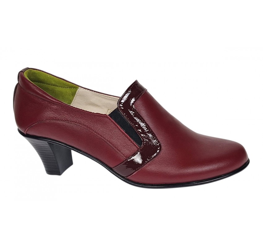 Pantofi de dama eleganti din piele naturala grena cu toc de 5 cm P72VIS