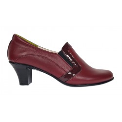 Pantofi de dama eleganti din piele naturala grena cu toc de 5 cm P72VIS