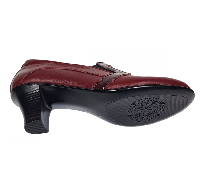 Pantofi de dama eleganti din piele naturala grena cu toc de 5 cm P72VIS