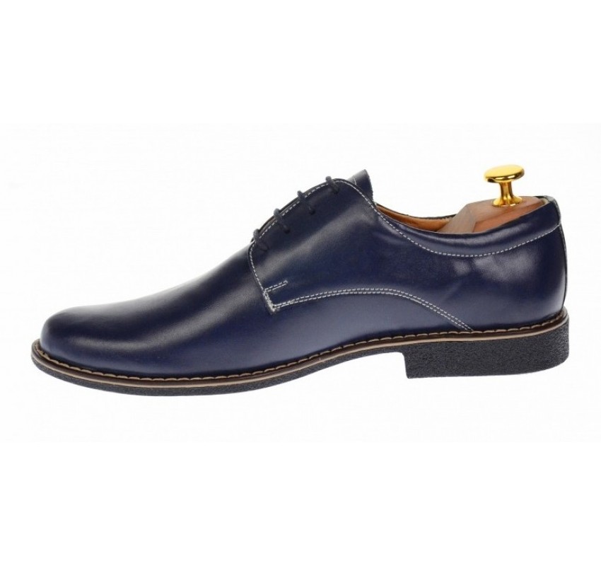 Marimea 42 Pantofi barbati casual din piele naturala bleumarin inchis, P80BLM