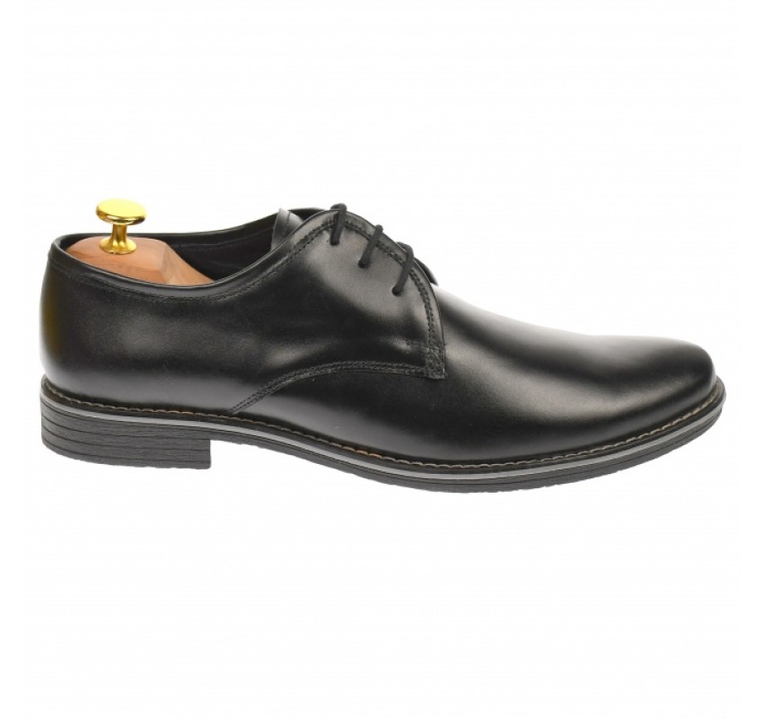 Pantofi barbati, casual, din piele naturala box, negru - P80NBOX Pantofi barbati, casual, din piele naturala box, negru - P80NBOX