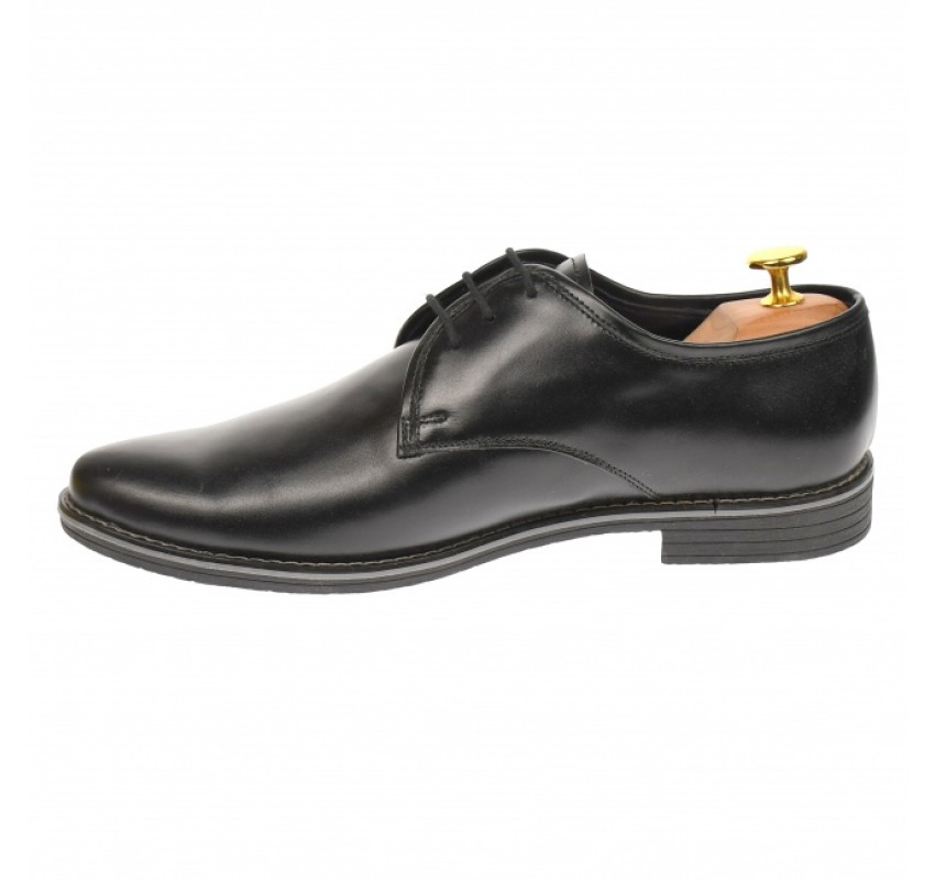 Pantofi barbati, casual, din piele naturala box, negru - P80NBOX Pantofi barbati, casual, din piele naturala box, negru - P80NBOX