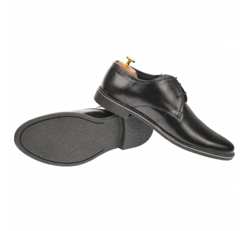 Pantofi barbati, casual, din piele naturala box, negru - P80NBOX Pantofi barbati, casual, din piele naturala box, negru - P80NBOX