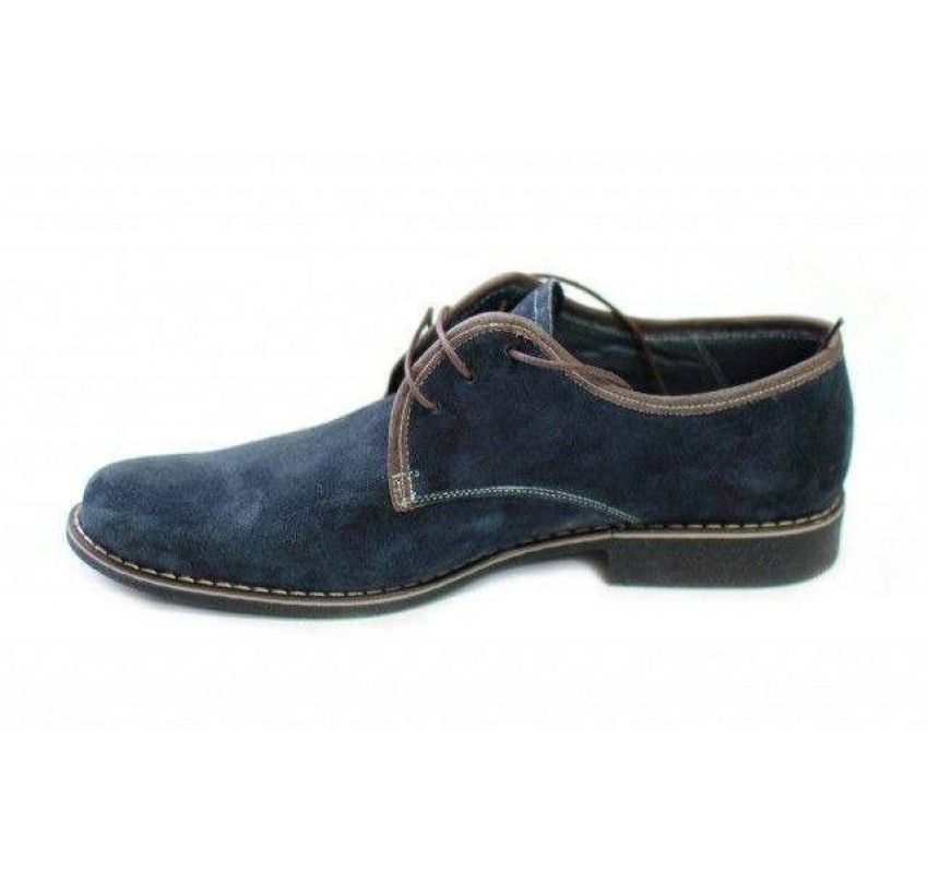 Pantofi barbati, din piele naturala (Intoarsa) casual-eleganti,  bleumarin -  P80