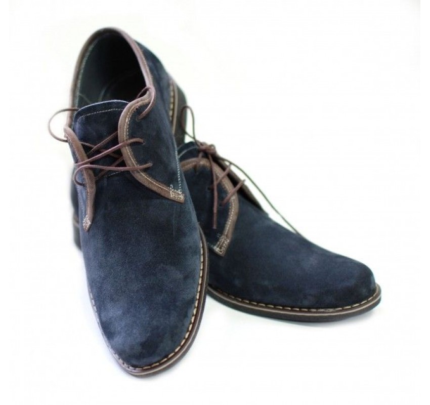 Pantofi barbati, din piele naturala (Intoarsa) casual-eleganti,  bleumarin -  P80