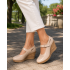 Marimea 37 Pantofi dama cu platforma din piele naturala maro box P9154BEJ