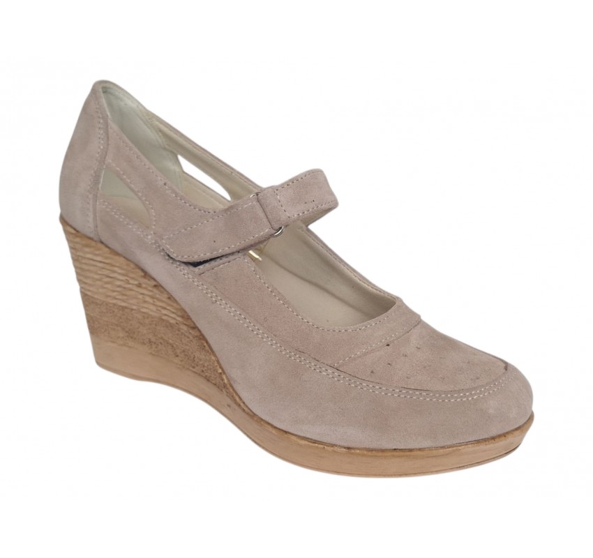 Marimea 37 Pantofi dama cu platforma din piele naturala intoarsa Bej P9154BV