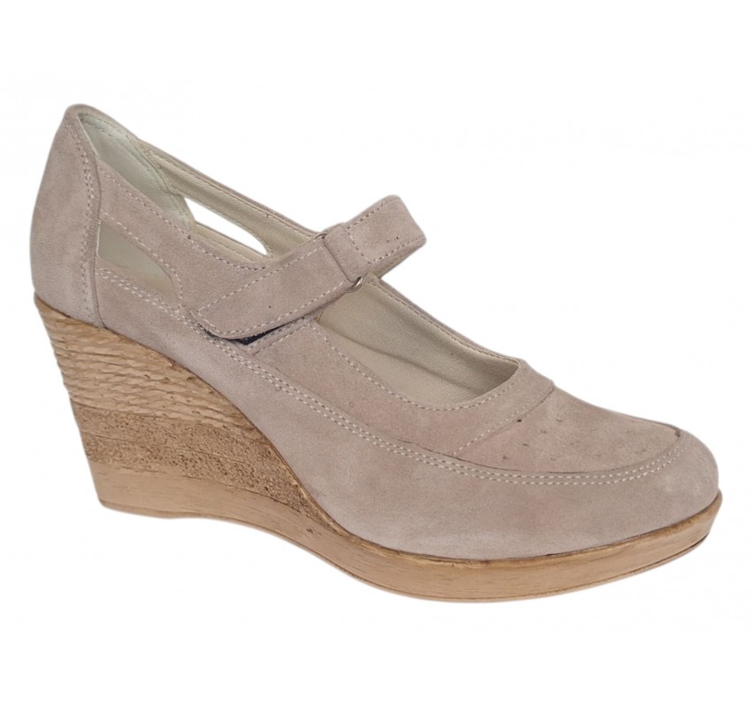 Marimea 37 Pantofi dama cu platforma din piele naturala intoarsa Bej P9154BV