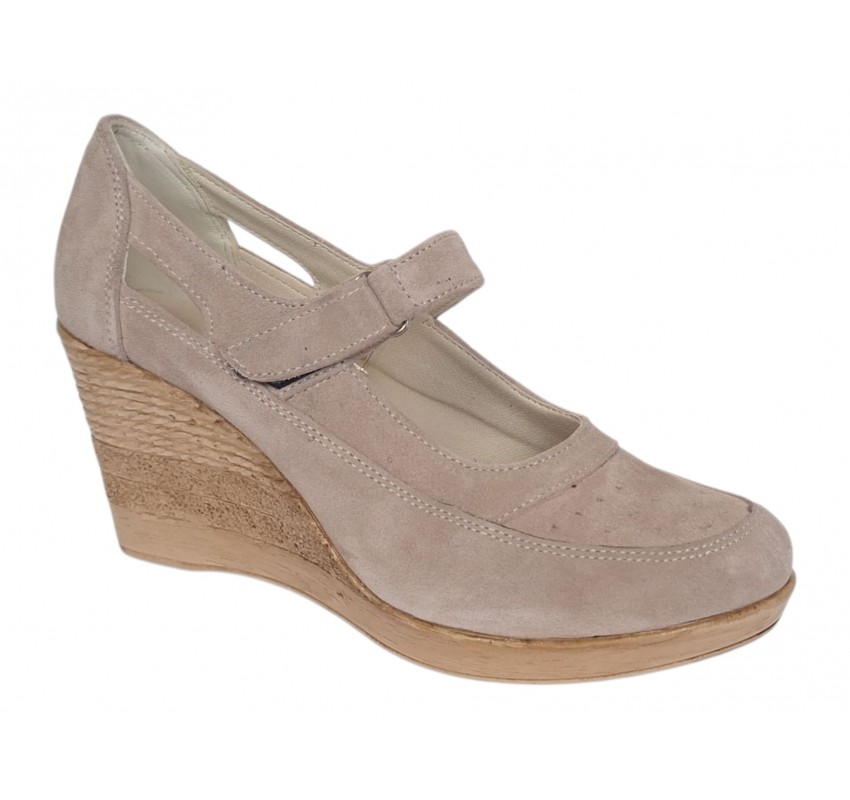 Marimea 37 Pantofi dama cu platforma din piele naturala intoarsa Bej P9154BV