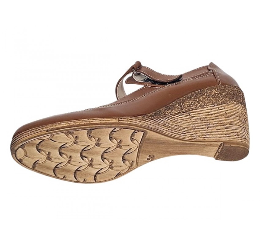 Pantofi dama cu platforma din piele naturala maro box P9154MBOX1