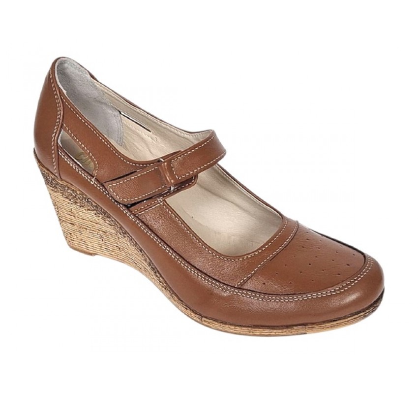 Pantofi dama cu platforma din piele naturala maro box P9154MBOX1