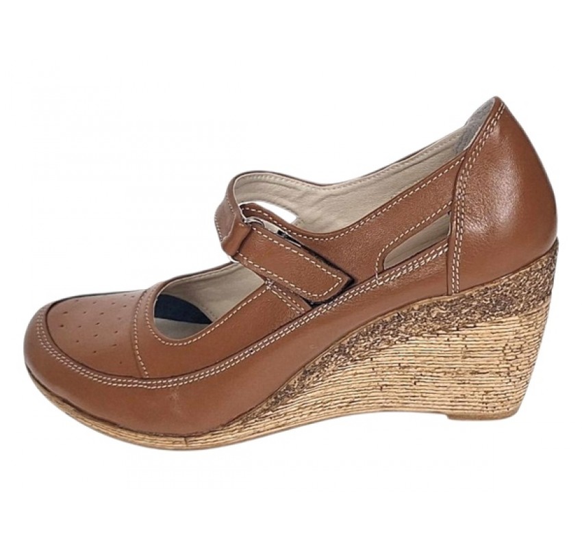 Marimea 38 Pantofi dama cu platforma din piele naturala maro box P9154MBOX1