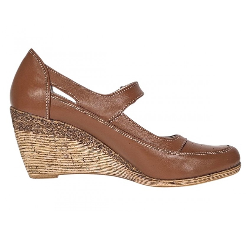 Pantofi dama cu platforma din piele naturala maro box P9154MBOX1