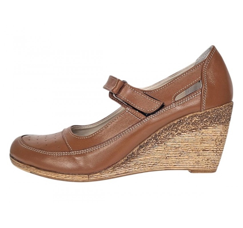 Marimea 38 Pantofi dama cu platforma din piele naturala maro box P9154MBOX1