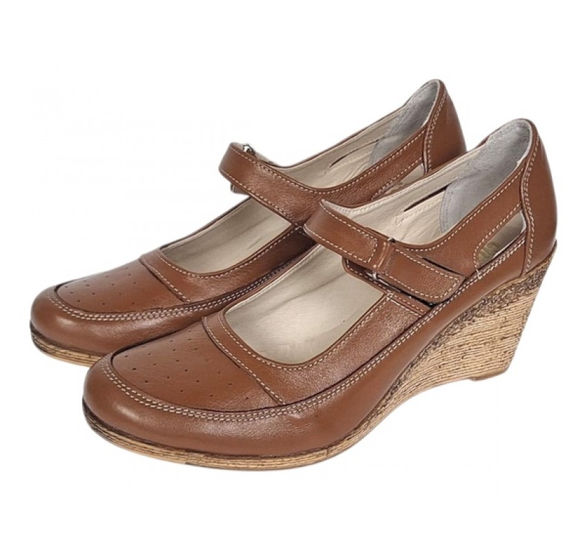 Marimea 38 Pantofi dama cu platforma din piele naturala maro box P9154MBOX1