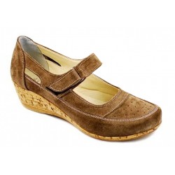 Pantofi dama piele intoarsa cu platforma - Model casual maro P9154M