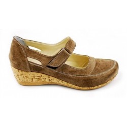 Pantofi dama piele intoarsa cu platforma - Model casual maro P9154M