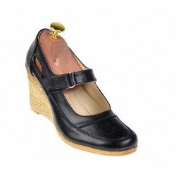 Pantofi dama cu platforma din piele naturala - Foarte comozi P9154NBOX