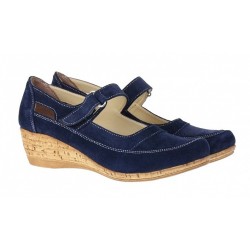 Pantofi dama piele intoarsa cu platforma - Model casual Bleumarin P9154VELBL