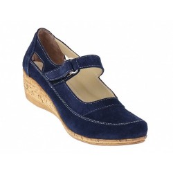 Pantofi dama piele intoarsa cu platforma - Model casual Bleumarin P9154VELBL