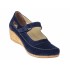 Pantofi dama piele intoarsa cu platforma - Model casual Bleumarin P9154VELBL