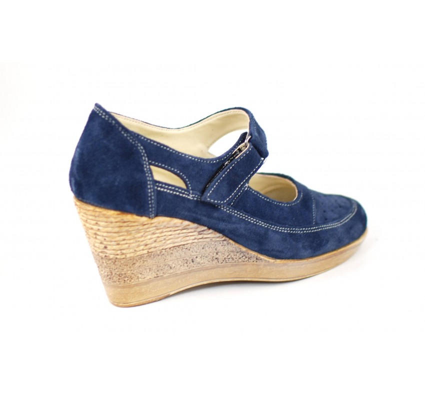 Pantofi dama cu platforma din piele naturala, foarte comozi - P9154VELBLM